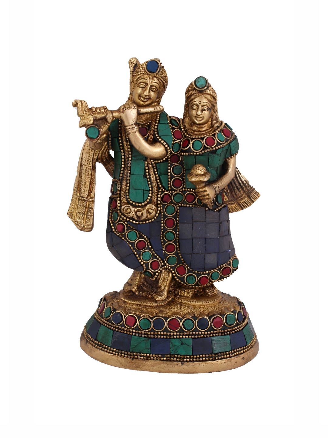 

Arihant Craft Red & Green Brass Radha Krishna Showpiece