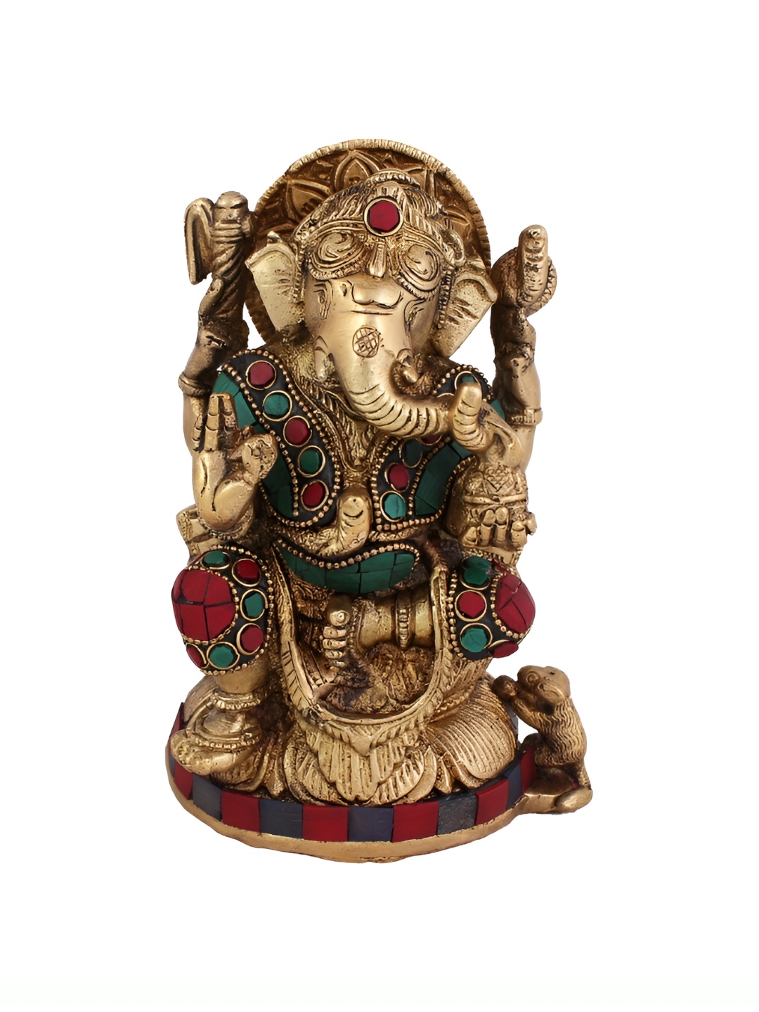 

Arihant Craft Bronze Toned & Maroon Brass Ganesha Showpiece