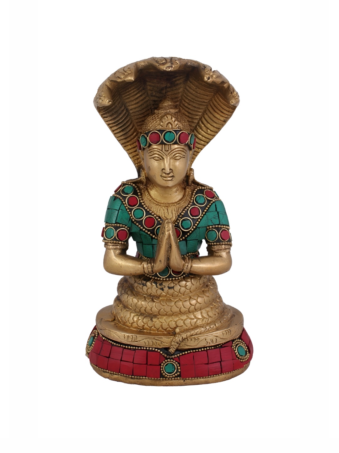 

Arihant Craft Gold-Toned & Red Brass Patanjali Statue Small Idol Showpiece