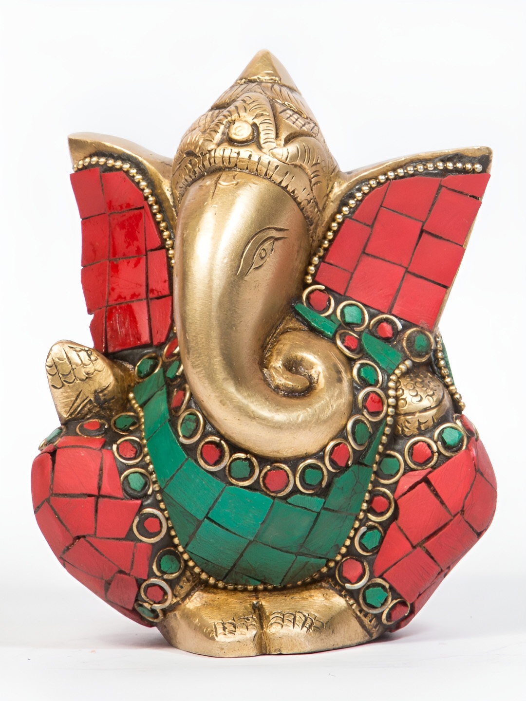 

Arihant Craft Red & Green Brass Ganesha Showpiece