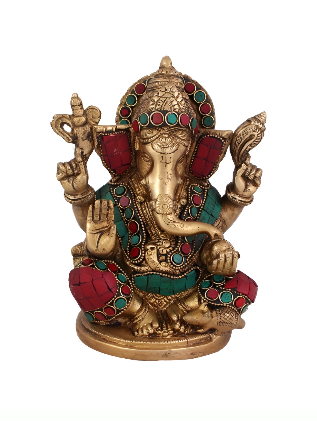 

Arihant Craft Gold-Toned & Red Brass Lord Ganesha Small Showpiece