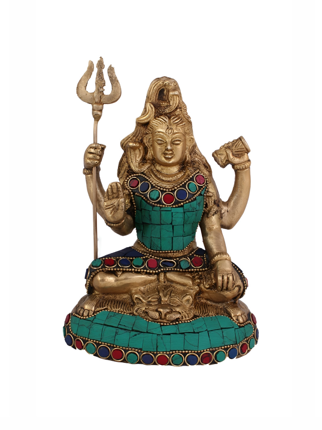 

Arihant Craft Gold Toned & Green Brass Medium Size Shiva Showpiece