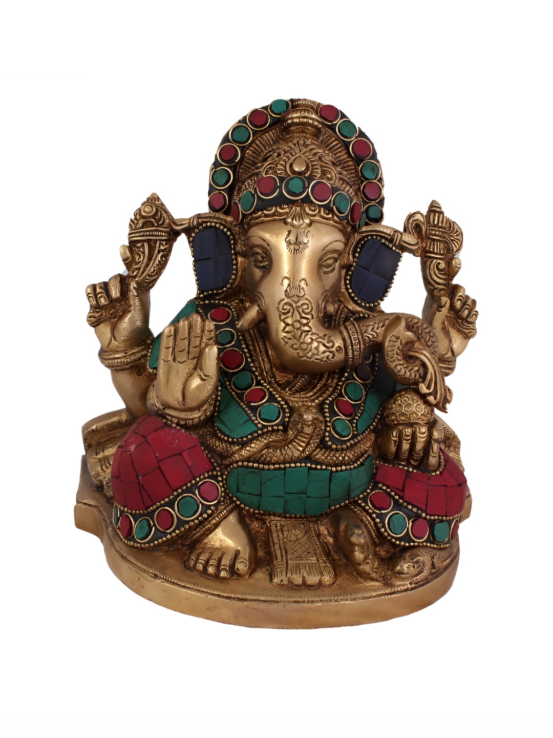 

Arihant Craft Green & Red Lord Ganesha Brass Showpiece