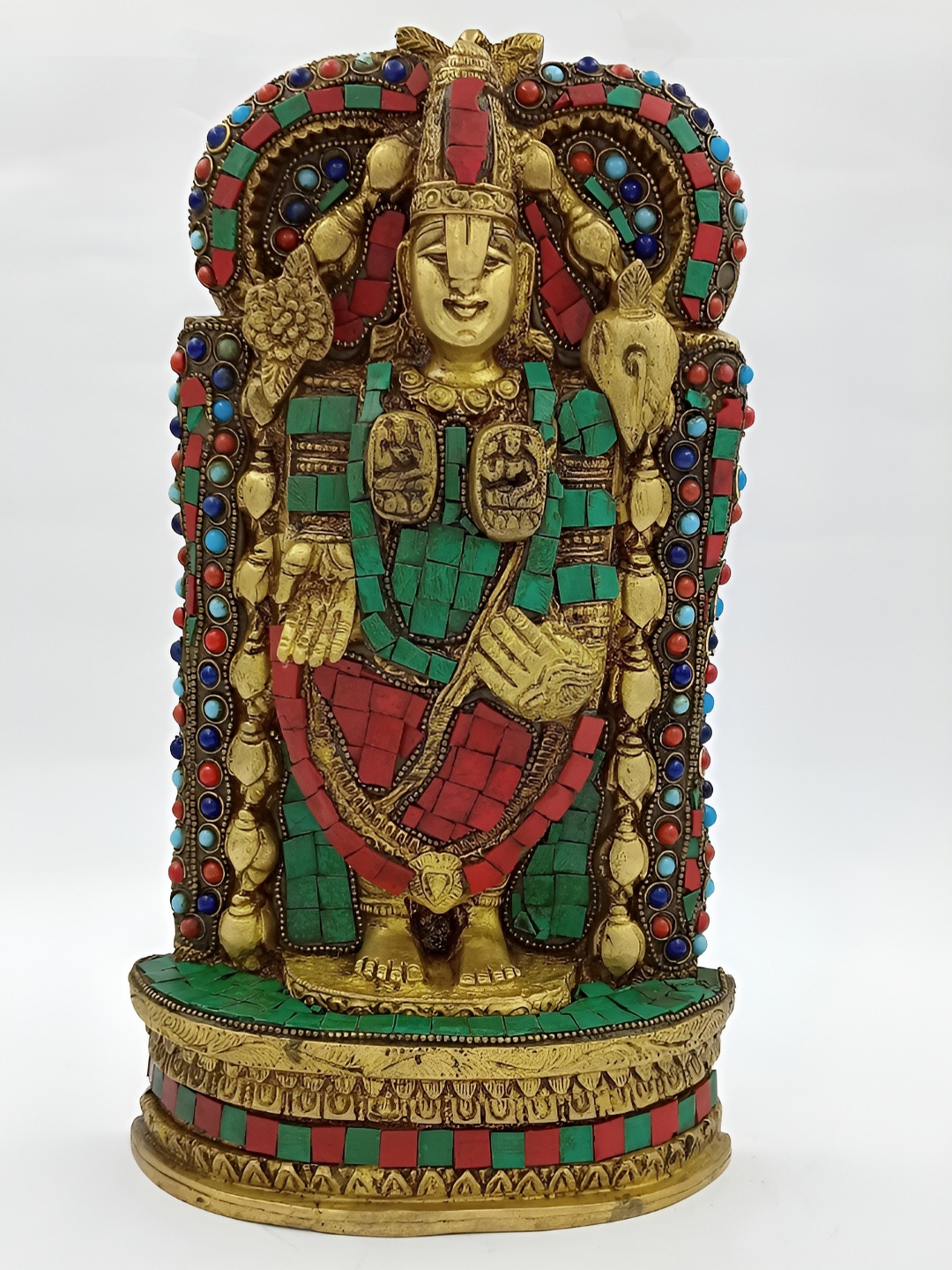 

Arihant Craft Gold-Toned & Red Brass Lord Balaji Medium Idol Showpiece