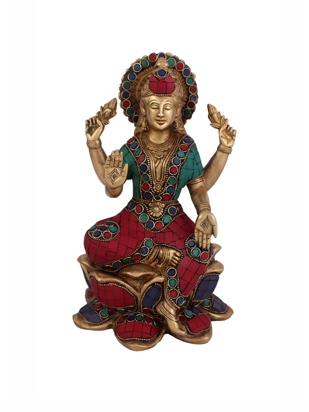 

Arihant Craft Red & Green Brass Lakshmi Showpiece