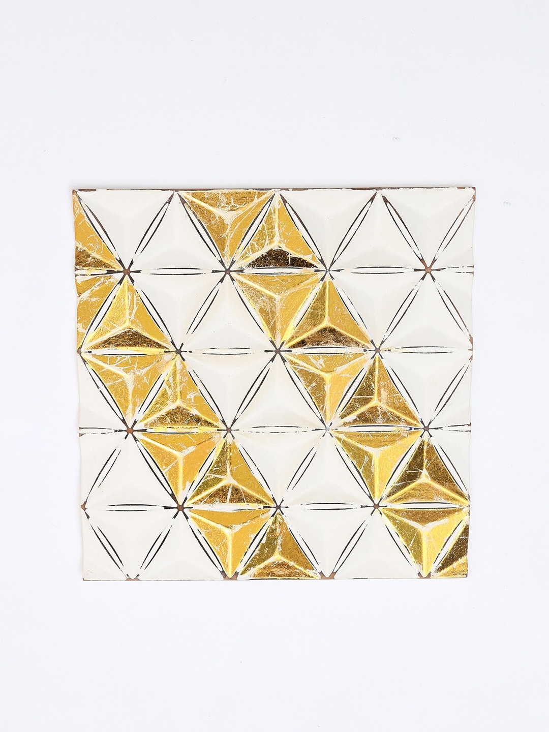 

Designer Library Gold Toned White Diamond Carved Panel Wall Decor