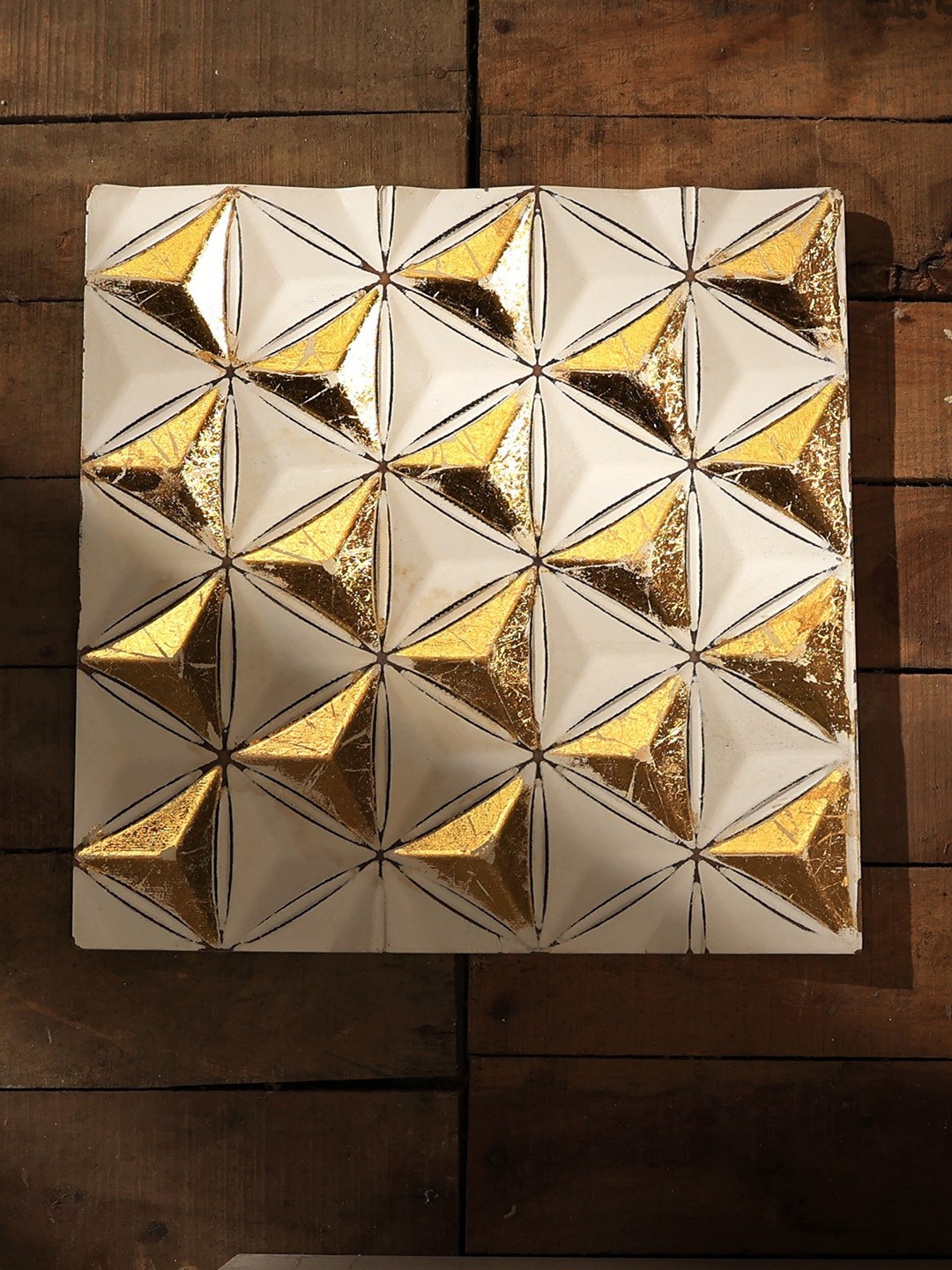 

Designer Library White & Beige Diamond Carved Wall Panel