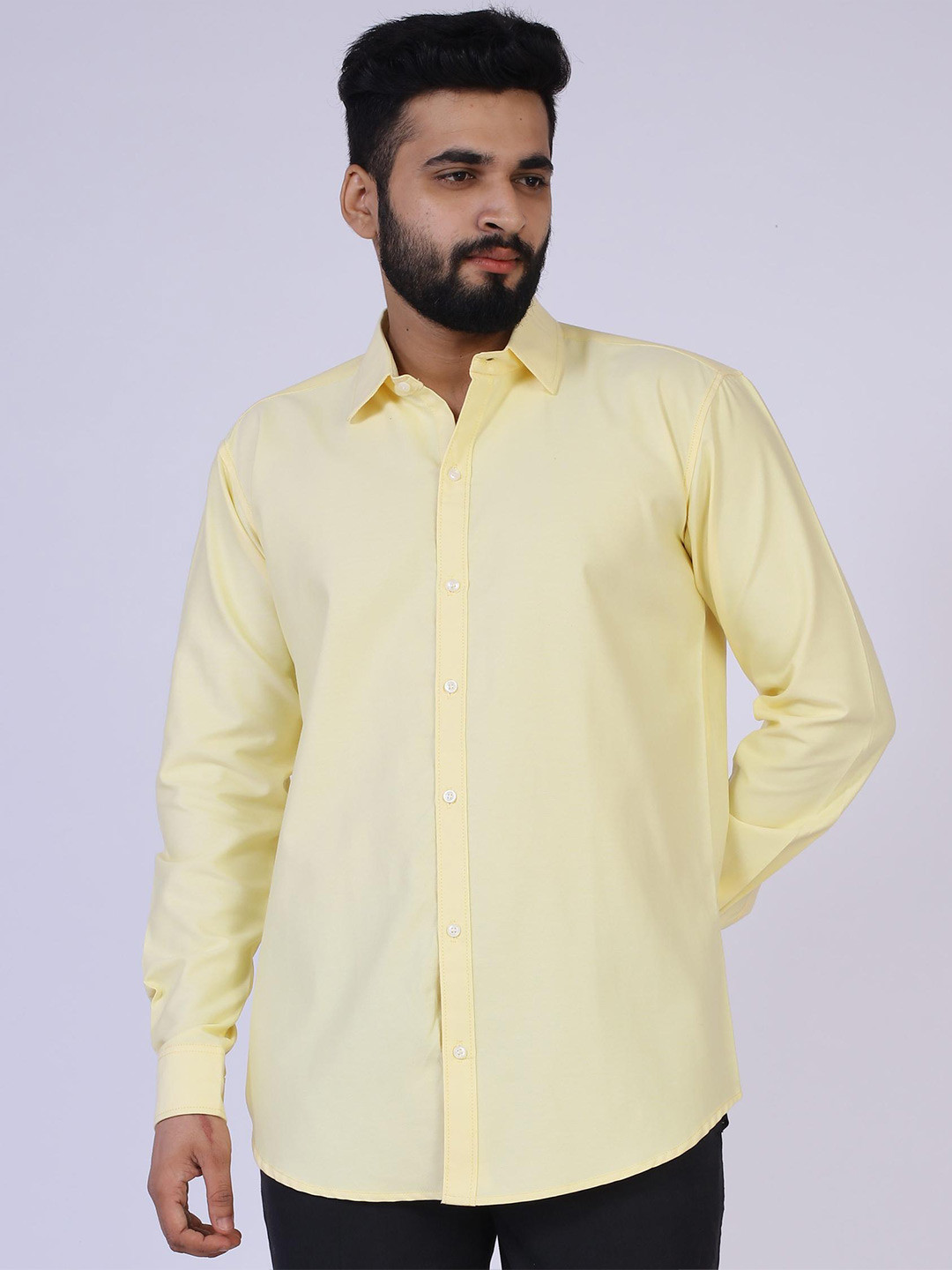 

BROWN BROTHERS Relaxed Spread Collar Pure Cotton Formal Shirt, Yellow
