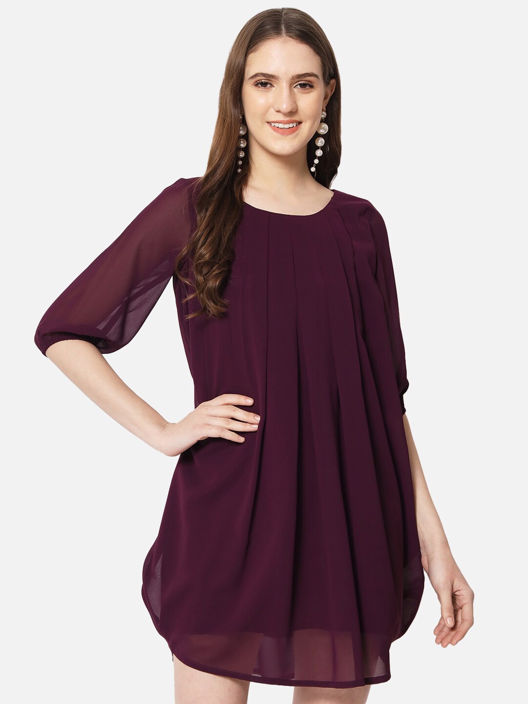 

BAESD Round Neck A-Line Dress, Purple