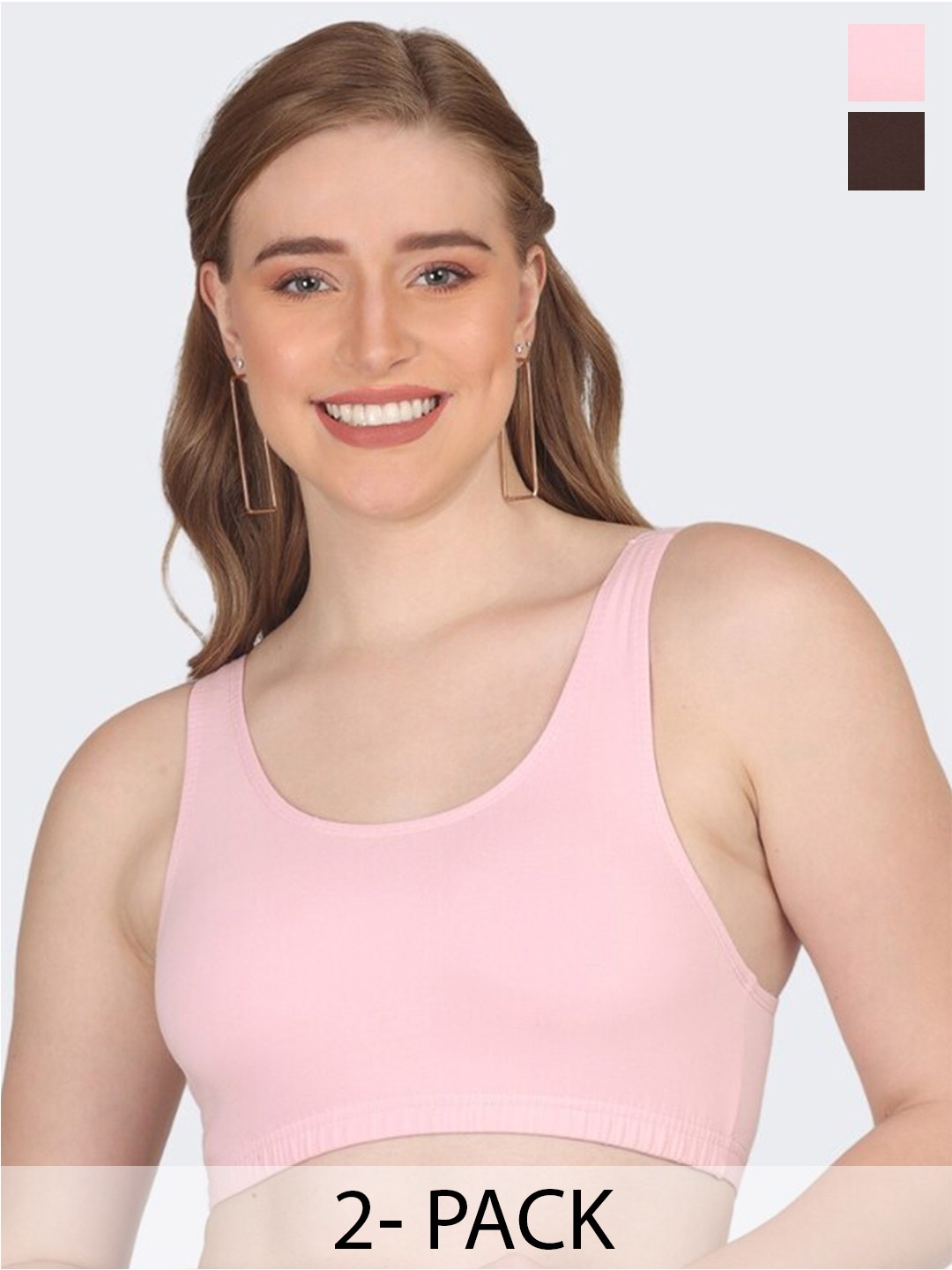 

POOJA RAGENEE Pack Of 2 Full Coverage Yoga Workout Bra With All Day Comfort, Pink