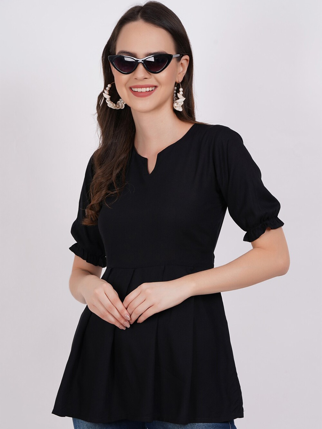 

KALINI Round Neck Tunics, Black