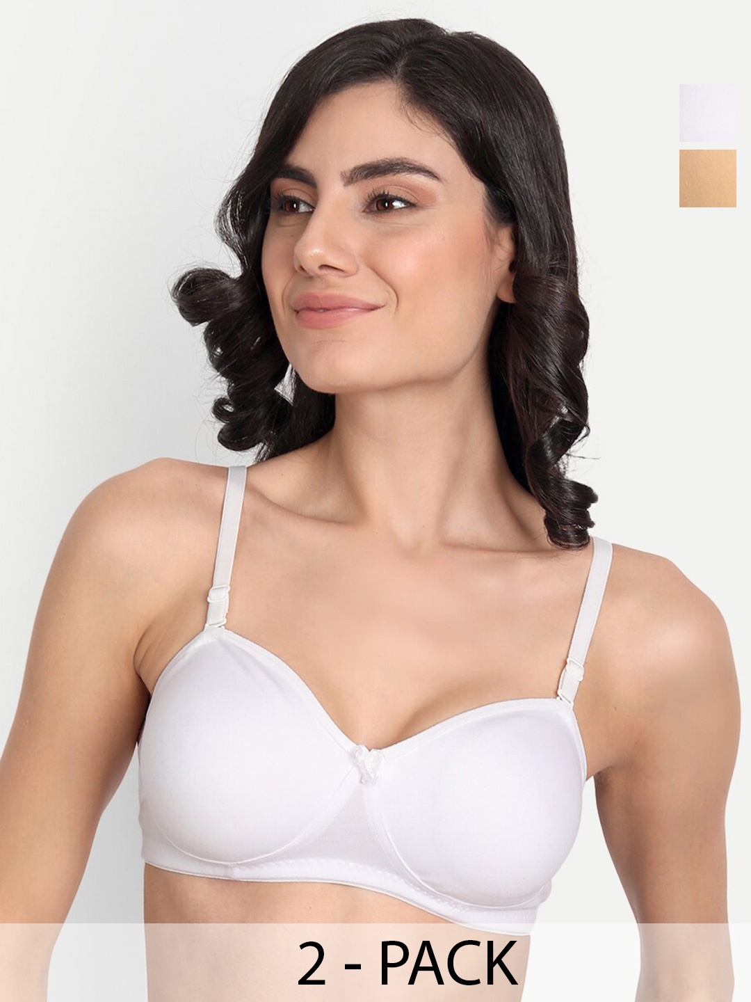 

T.T. Pack Of 2 Full Coverage Cut and Sew Non Padded T-shirt Bras With All Day Comfort, White