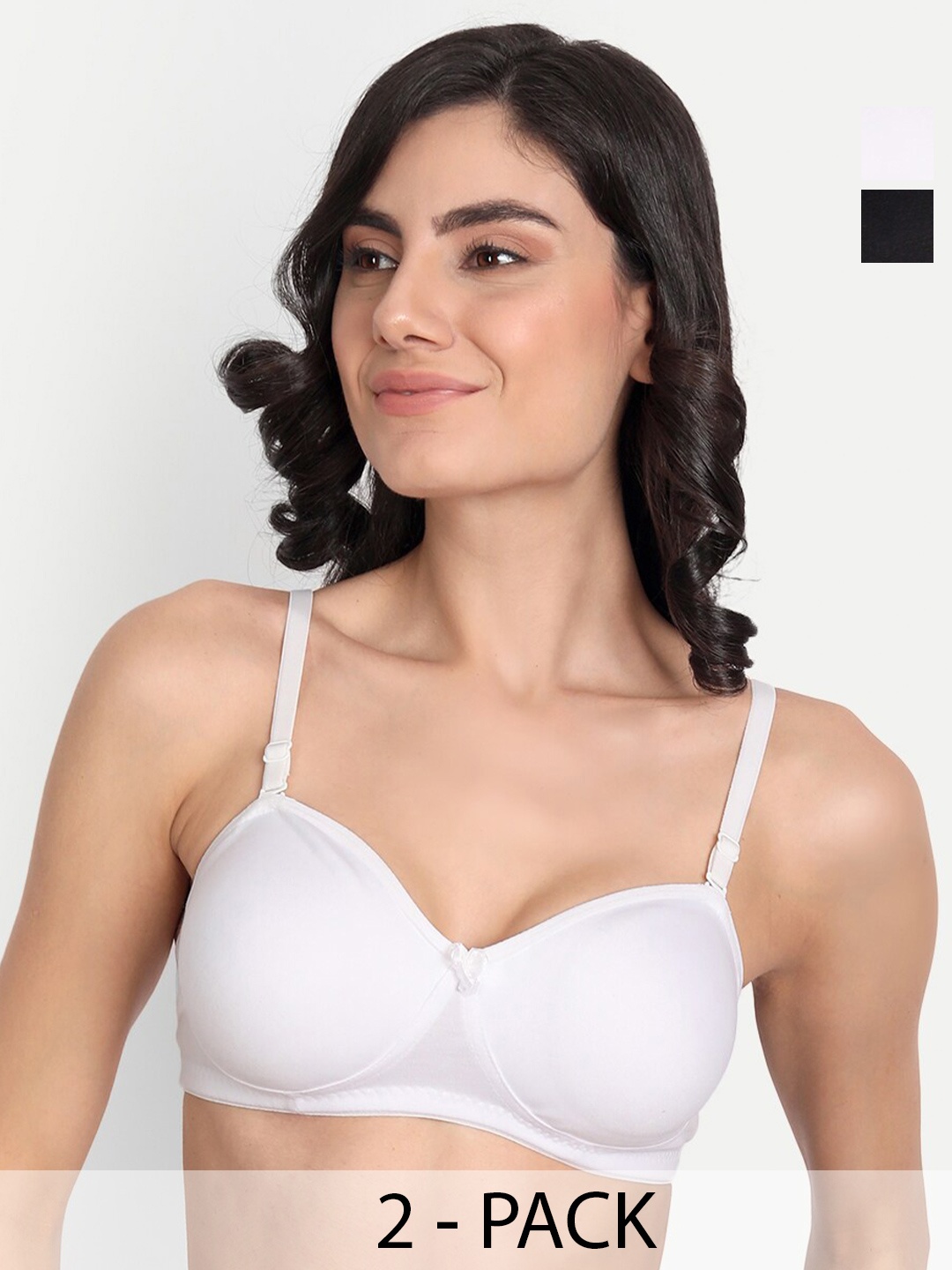 

T.T. Pack Of 2 Full Coverage Cotton T-Shirt Bra All Day Comfort, White