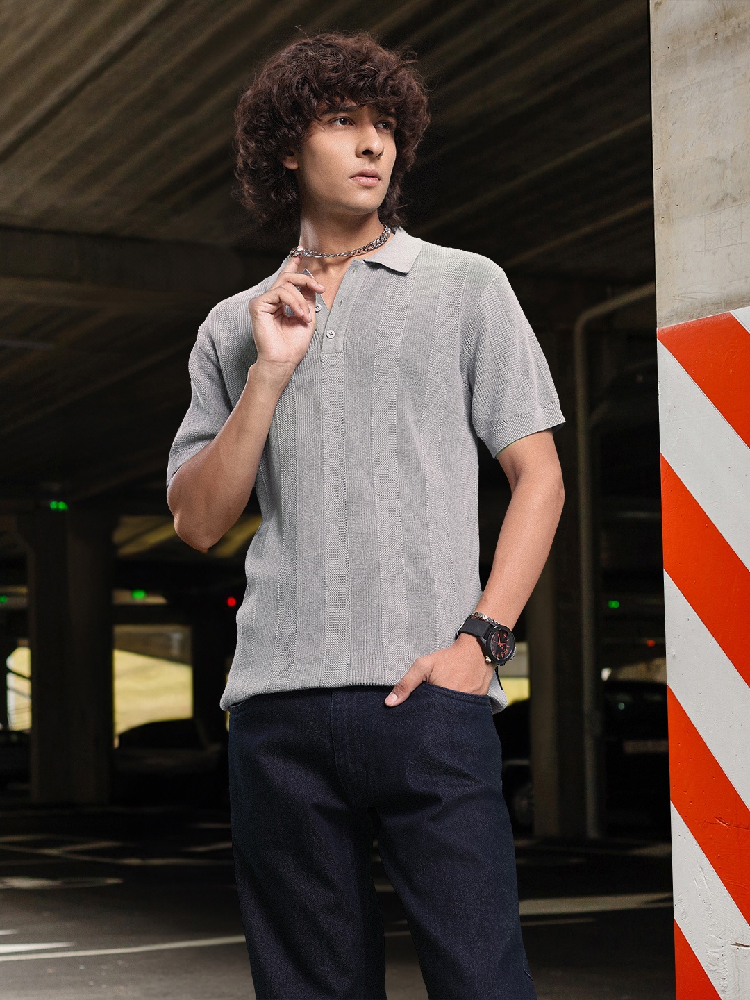 

The Roadster Lifestyle Co. Self-Design Pure Cotton T-shirt, Grey