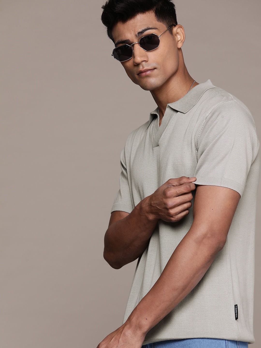 

The Roadster Lifestyle Co. Polo Collar Pure Cotton T-shirt, Grey