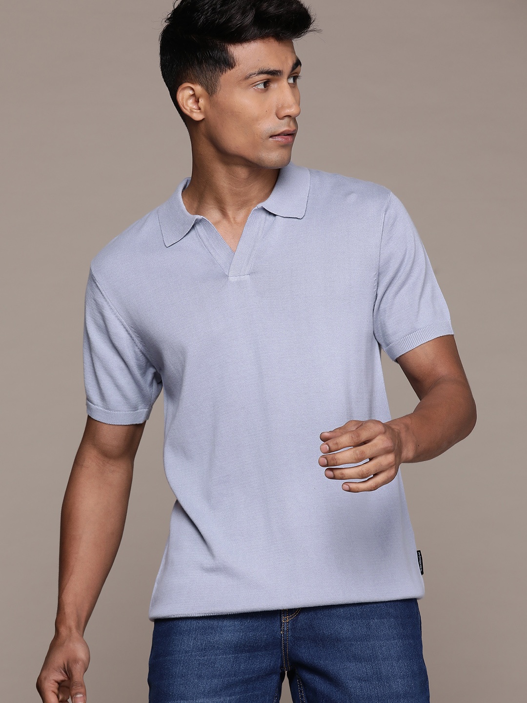 

The Roadster Lifestyle Co. Polo Collar Pure Cotton T-shirt, Blue