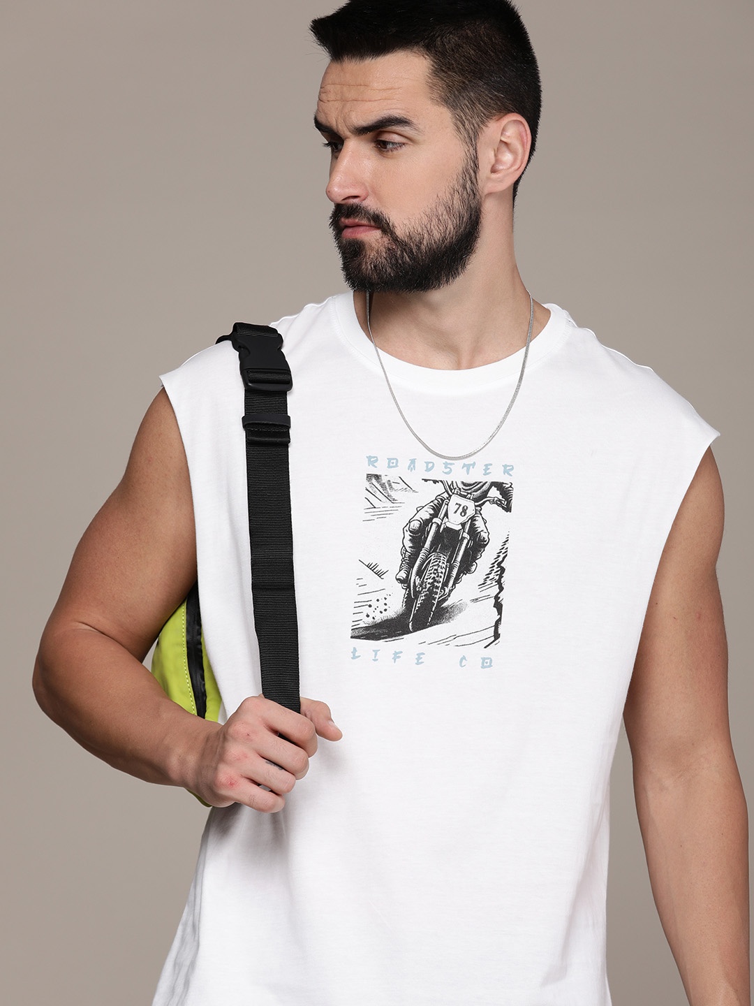 

The Roadster Life Co. Graphic Printed Relaxed Fit Pure Cotton T-shirt, White