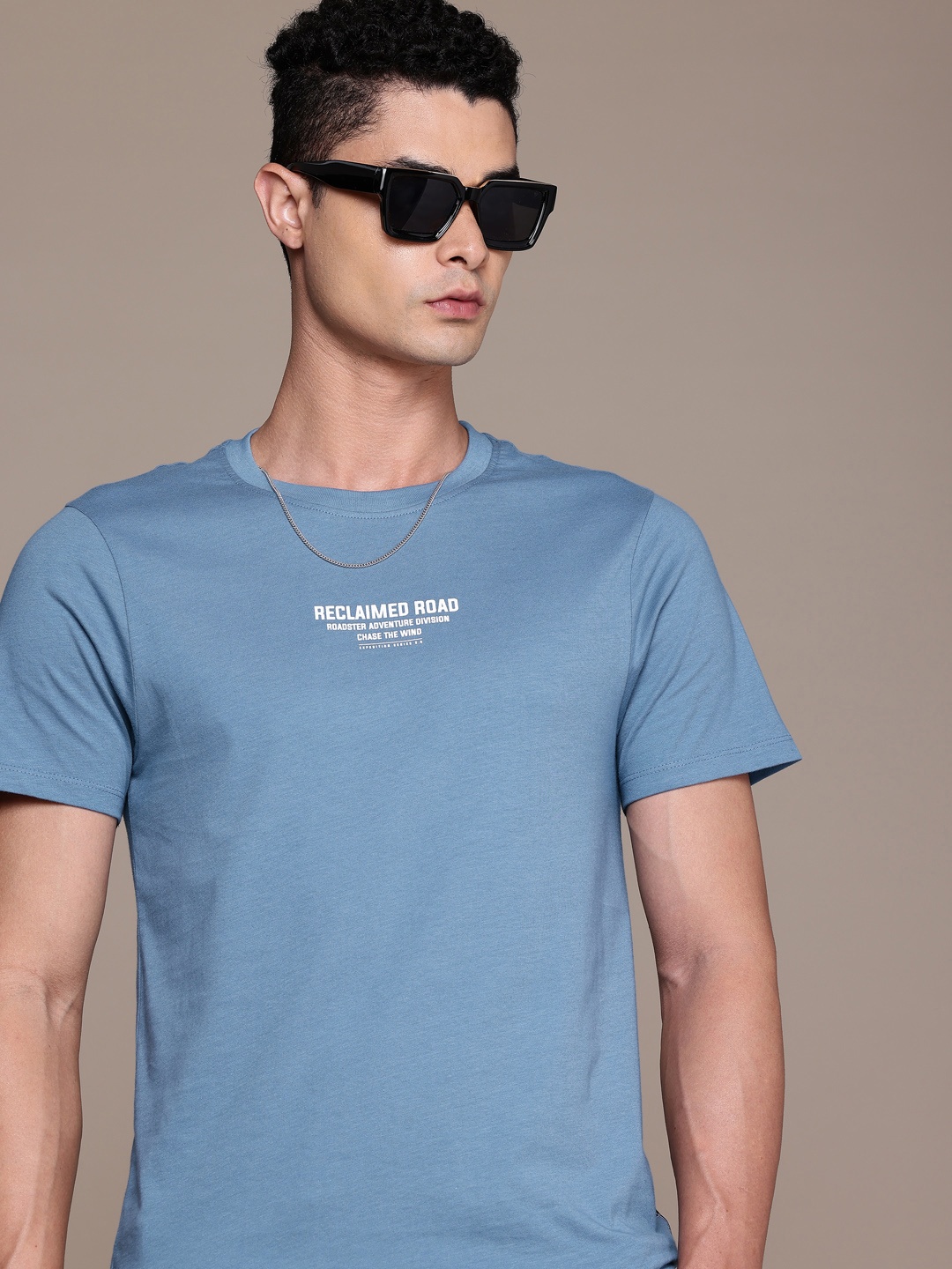 

The Roadster Life Co. Short Sleeves Pure Cotton T-shirt, Blue