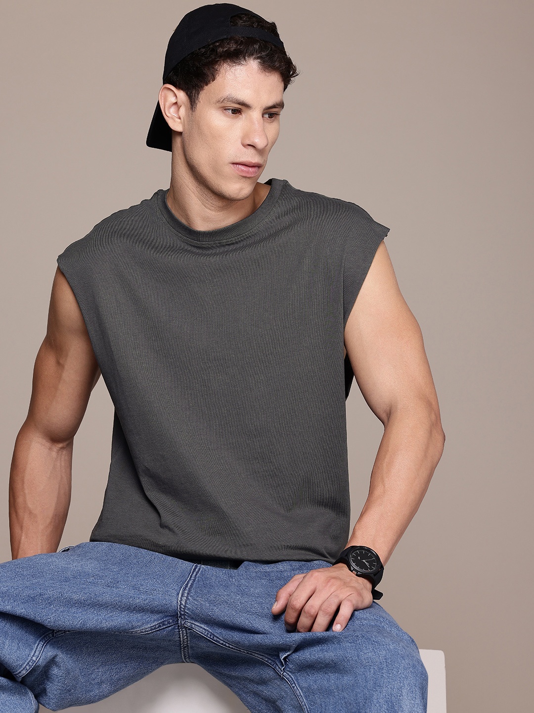 

The Roadster Life Co. Pure Cotton Relaxed Fit T-shirt, Grey