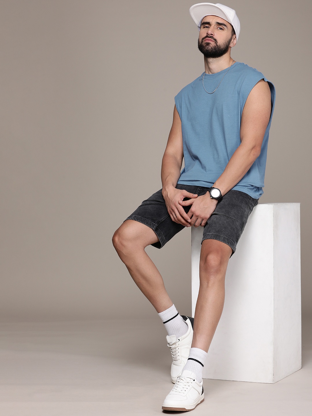 

The Roadster Life Co. Relaxed Fit Pure Cotton T-shirt, Blue