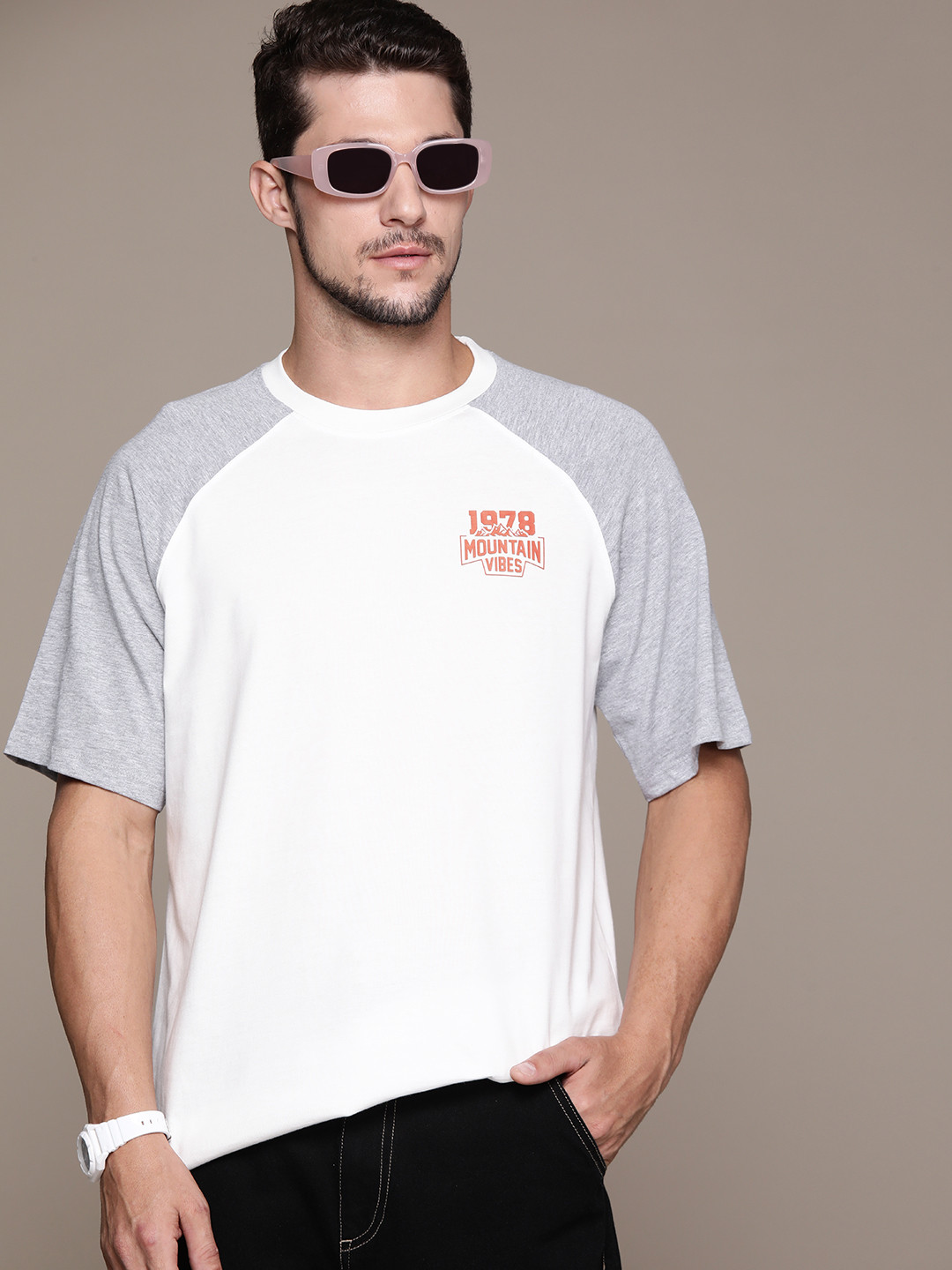 

The Roadster Lifestyle Co. Colourblocked Pure Cotton T-shirt, White