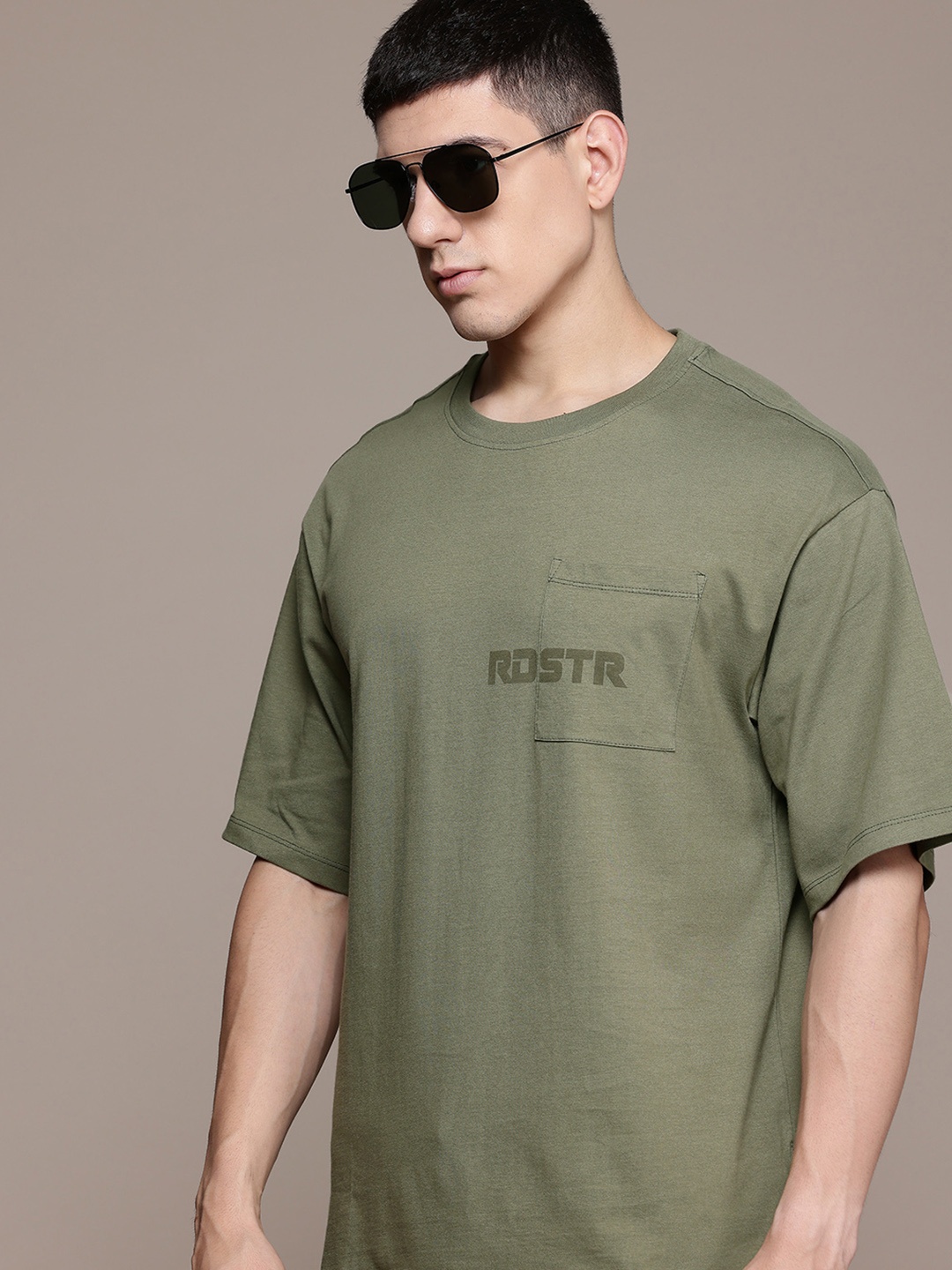 

The Roadster Lifestyle Co. Pure Cotton Chest Pocket Detailed T-shirt, Olive