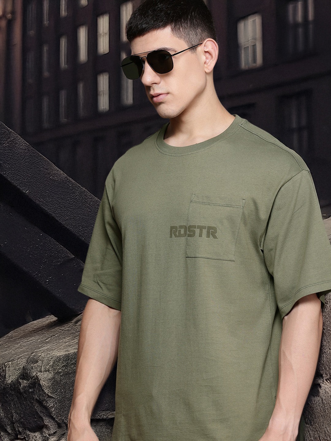 

The Roadster Lifestyle Co. Pure Cotton Chest Pocket Detailed T-shirt, Olive