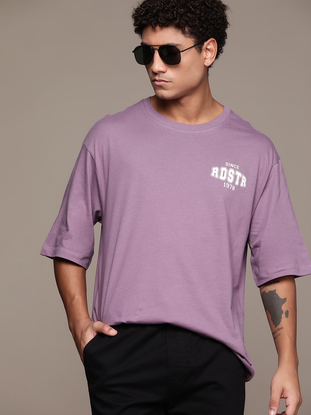 

The Roadster Lifestyle Co. Oversized Pure Cotton T-shirt, Purple