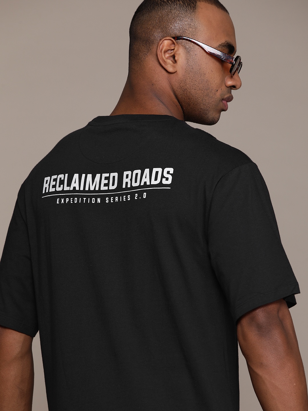 

The Roadster Lifestyle Co. Printed Pure Cotton Relaxed Fit T-shirt, Black