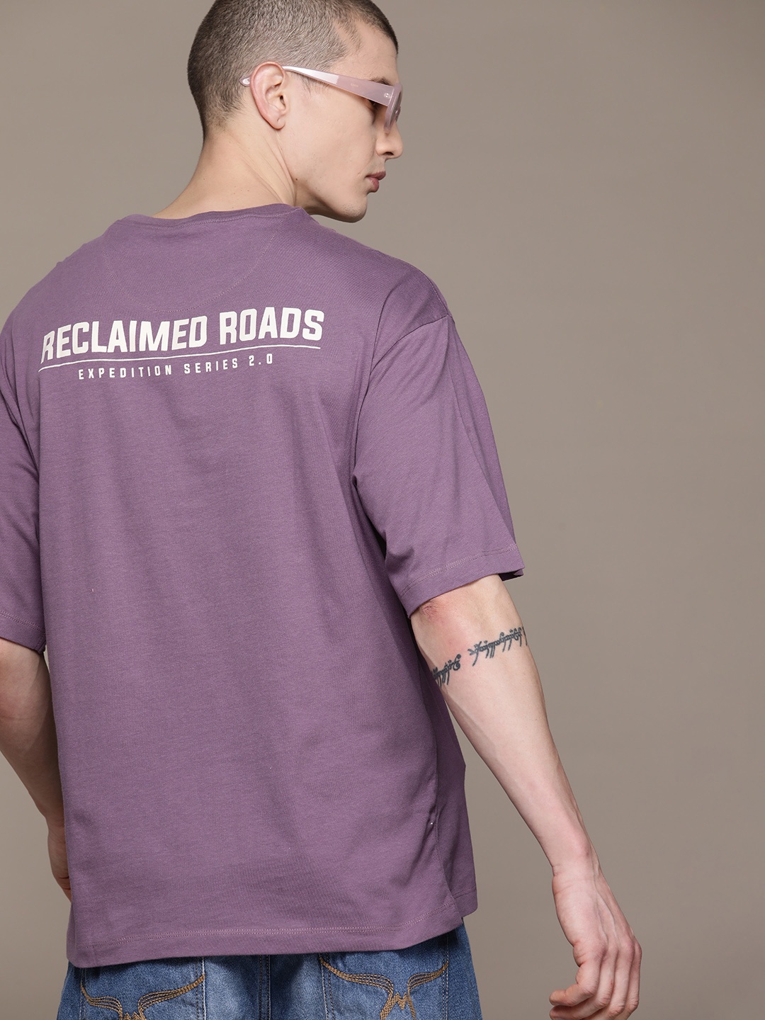 

Roadster Typography Printed Relaxed Fit Cotton T-shirt, Purple