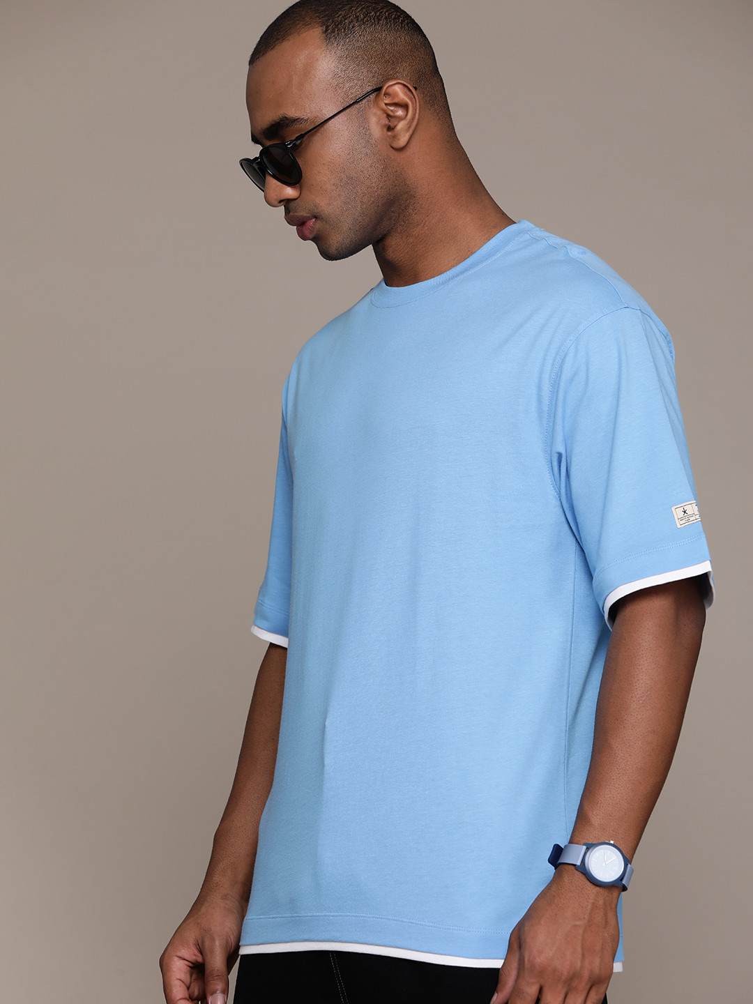 

The Roadster Lifestyle Co. Relaxed Fit Pure Cotton T-shirt, Blue