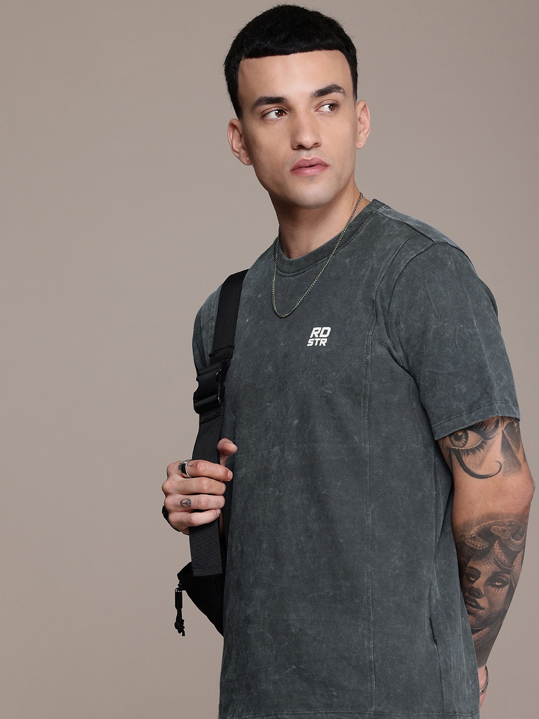 

The Roadster Life Co. Washed Effect Pure Cotton T-shirt, Grey