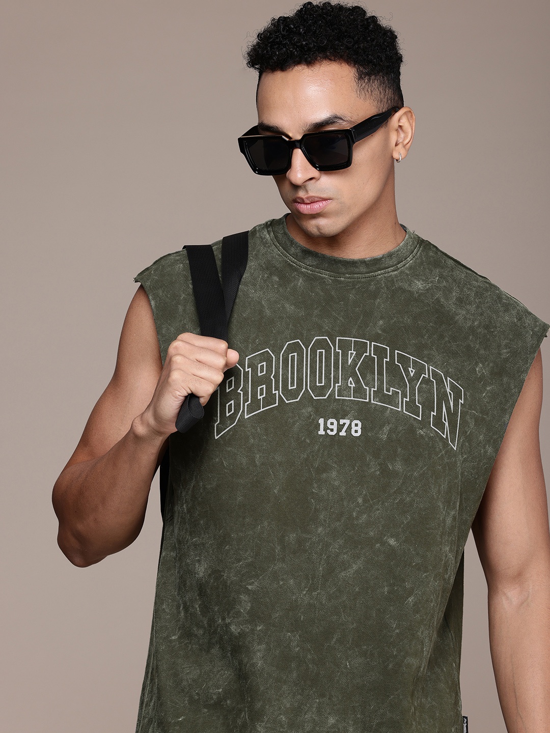 

The Roadster Lifestyle Co. Typography Printed Pure Cotton T-shirt, Olive