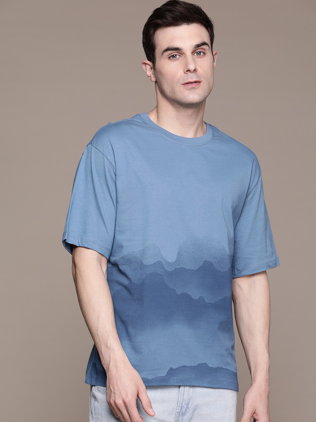 

The Roadster Lifestyle Co. Men Printed Pure Cotton T-shirt, Blue