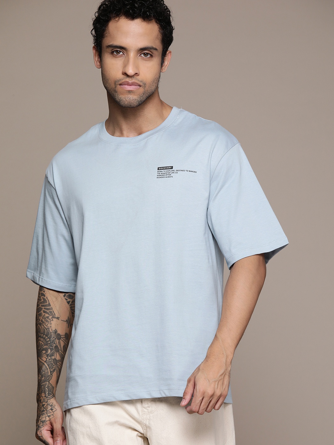 

The Roadster Lifestyle Co. Relaxed Fit Pure Cotton T-shirt, Blue