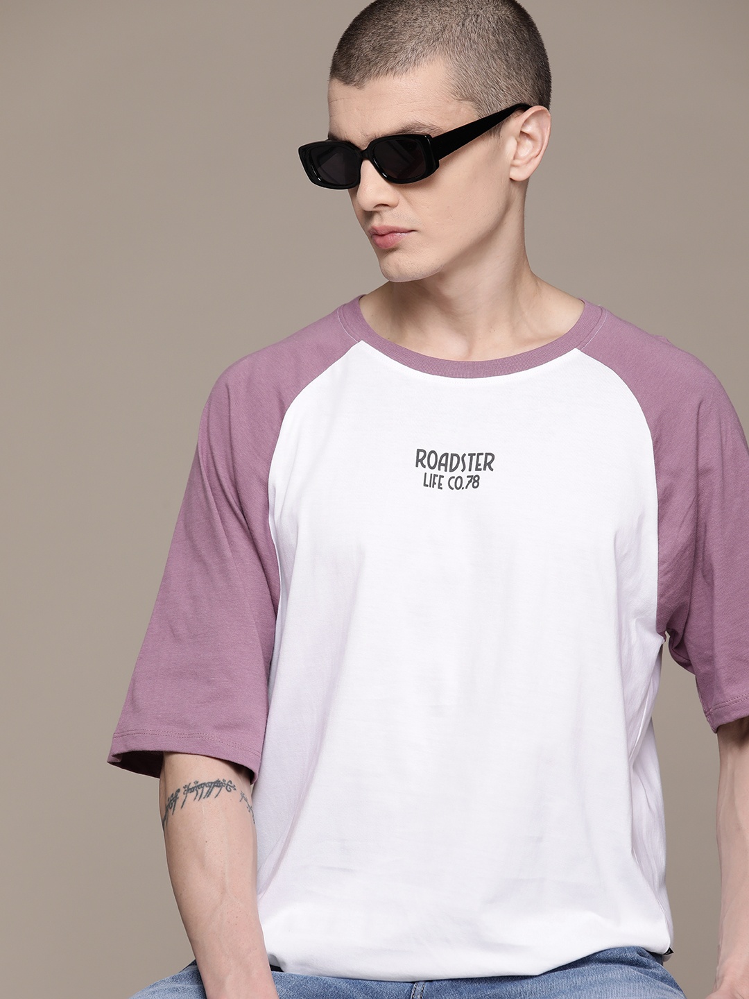

Roadster Colourblocked Cotton T-shirt, White