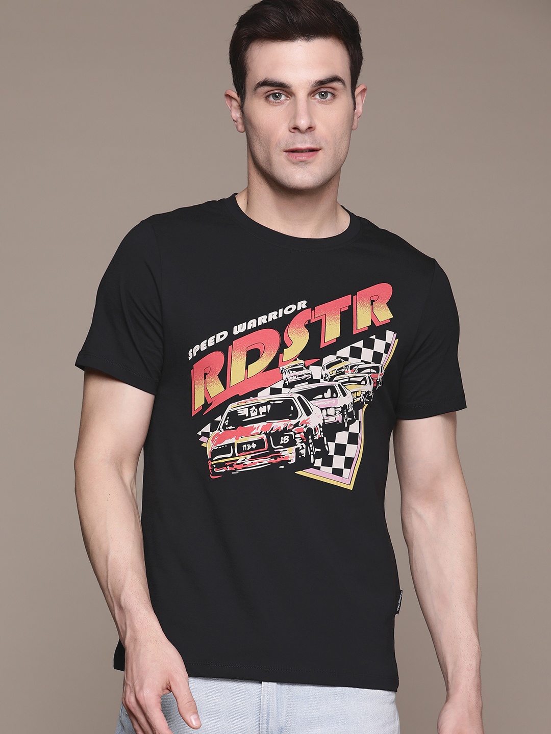 

The Roadster Lifestyle Co. Graphic Print Pure Cotton T-shirt, Black