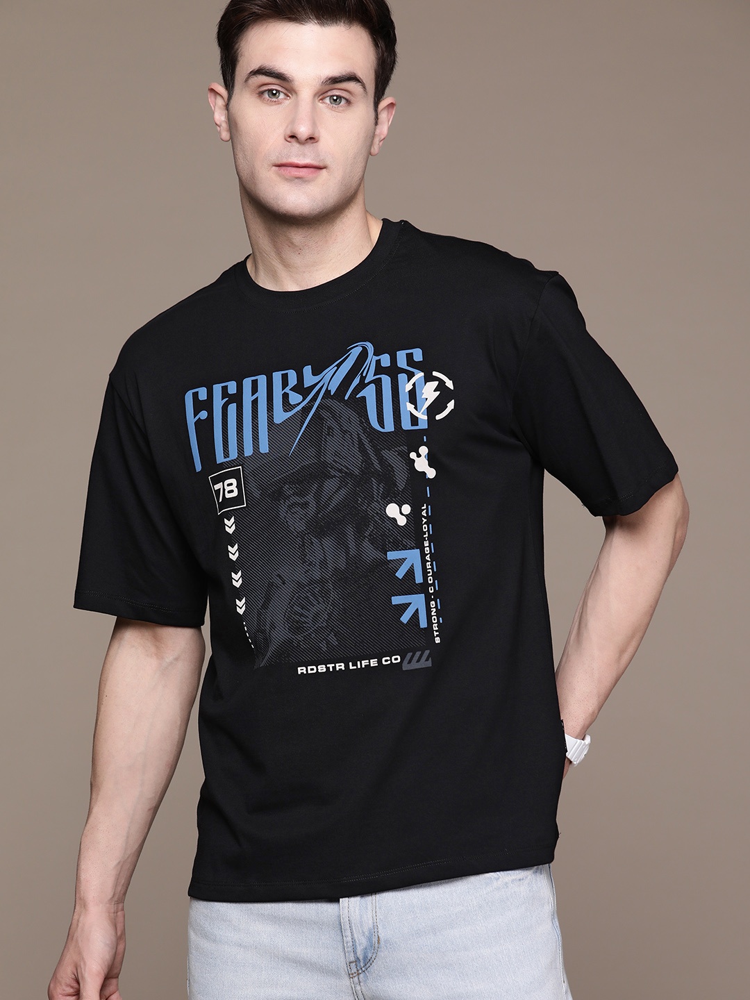 

The Roadster Lifestyle Co. Graphic Printed Pure Cotton T-shirt, Black