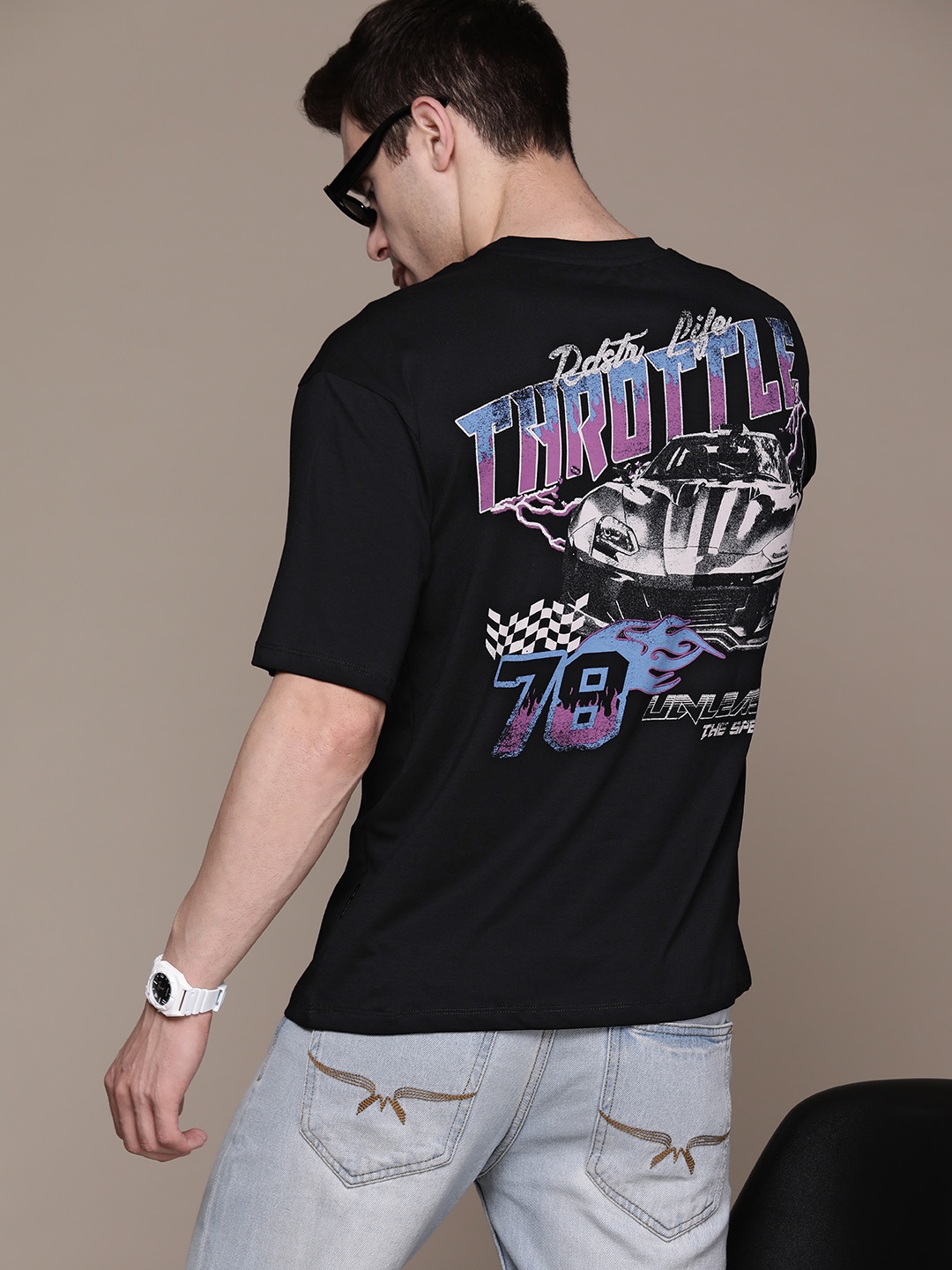 

The Roadster Lifestyle Co. Graphic Printed Pure Cotton T-shirt, Black