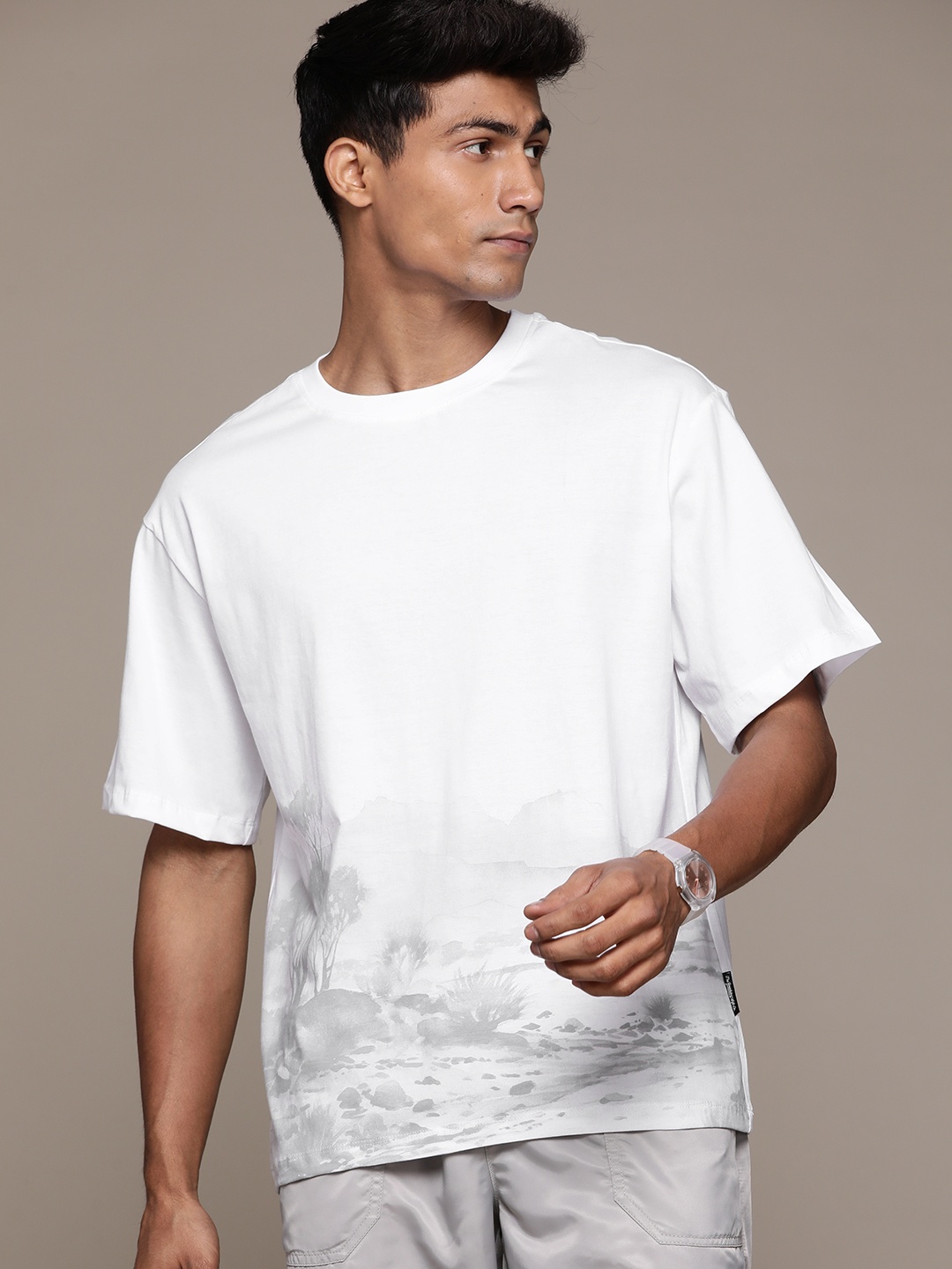 

The Roadster Lifestyle Co. Pure Cotton Printed Relaxed Fit T-shirt, White