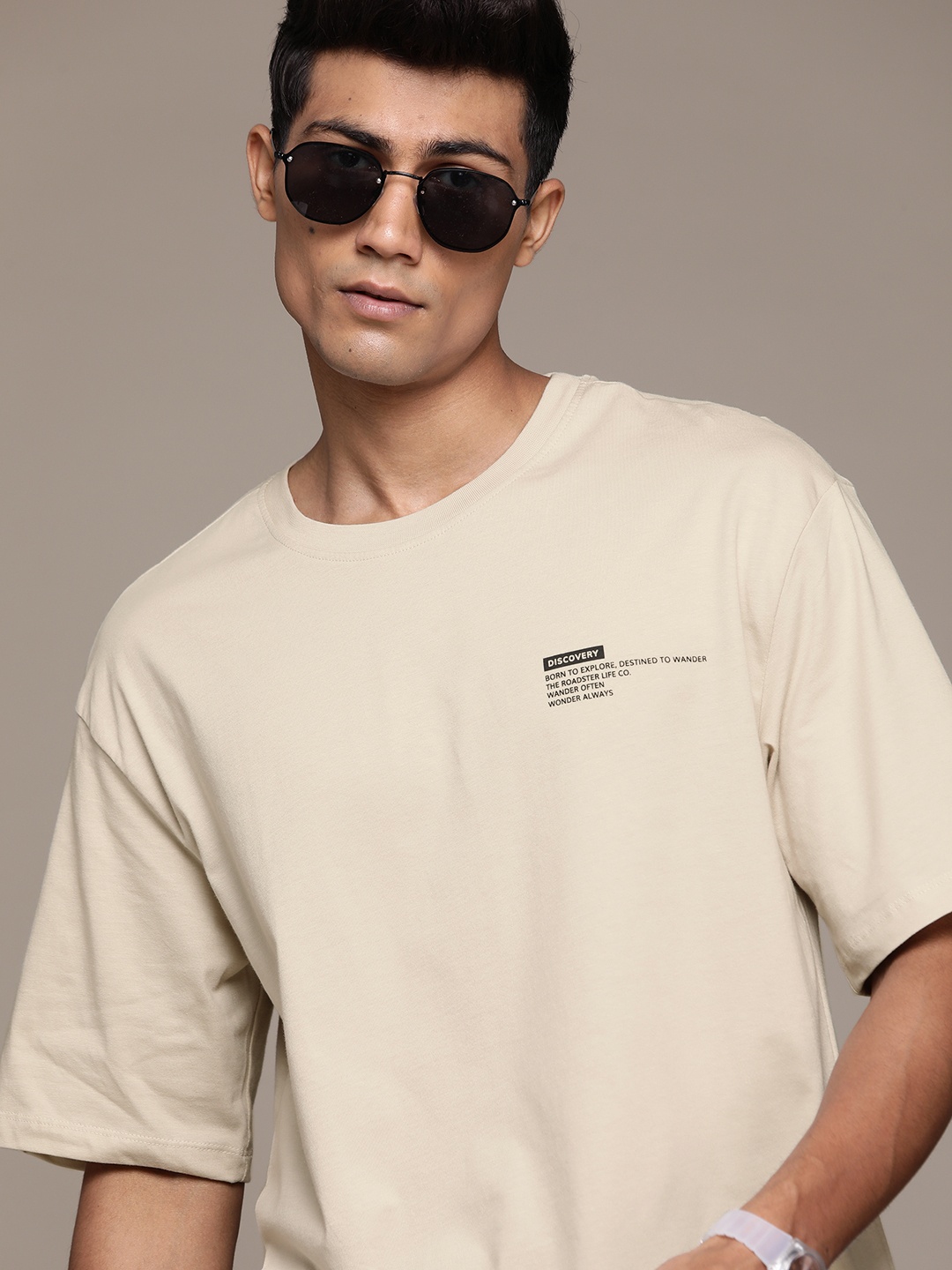 

The Roadster Lifestyle Co. Pure Cotton Relaxed Fit T-shirt, Cream