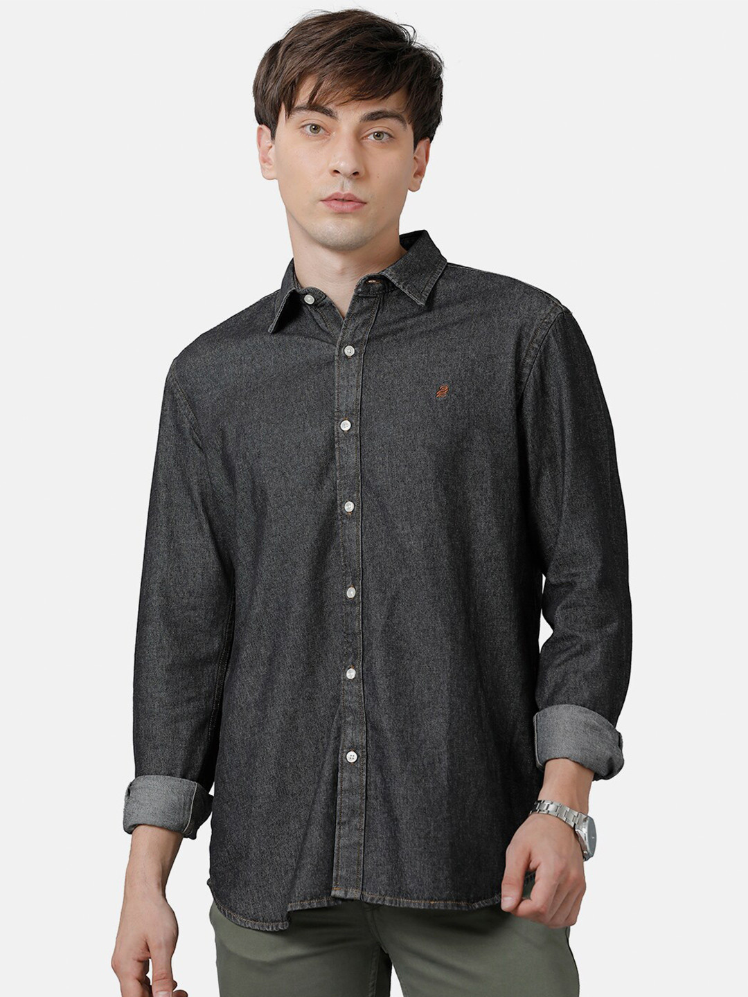 

Double Two India Slim Fit Denim Casual Shirt, Charcoal