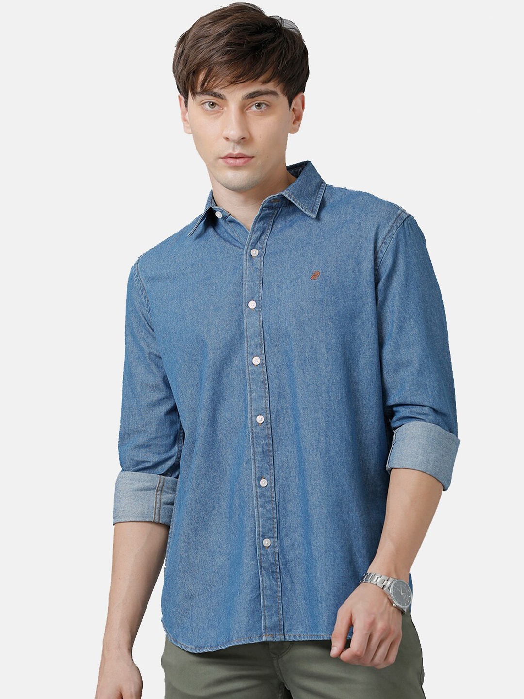 

Double Two India Slim Cotton Casual Shirt, Blue