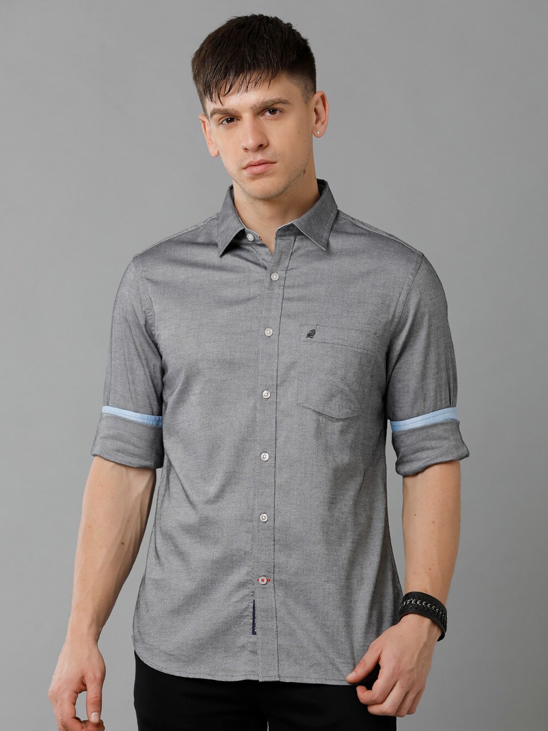 

Double Two India Slim Cotton Casual Shirt, Grey