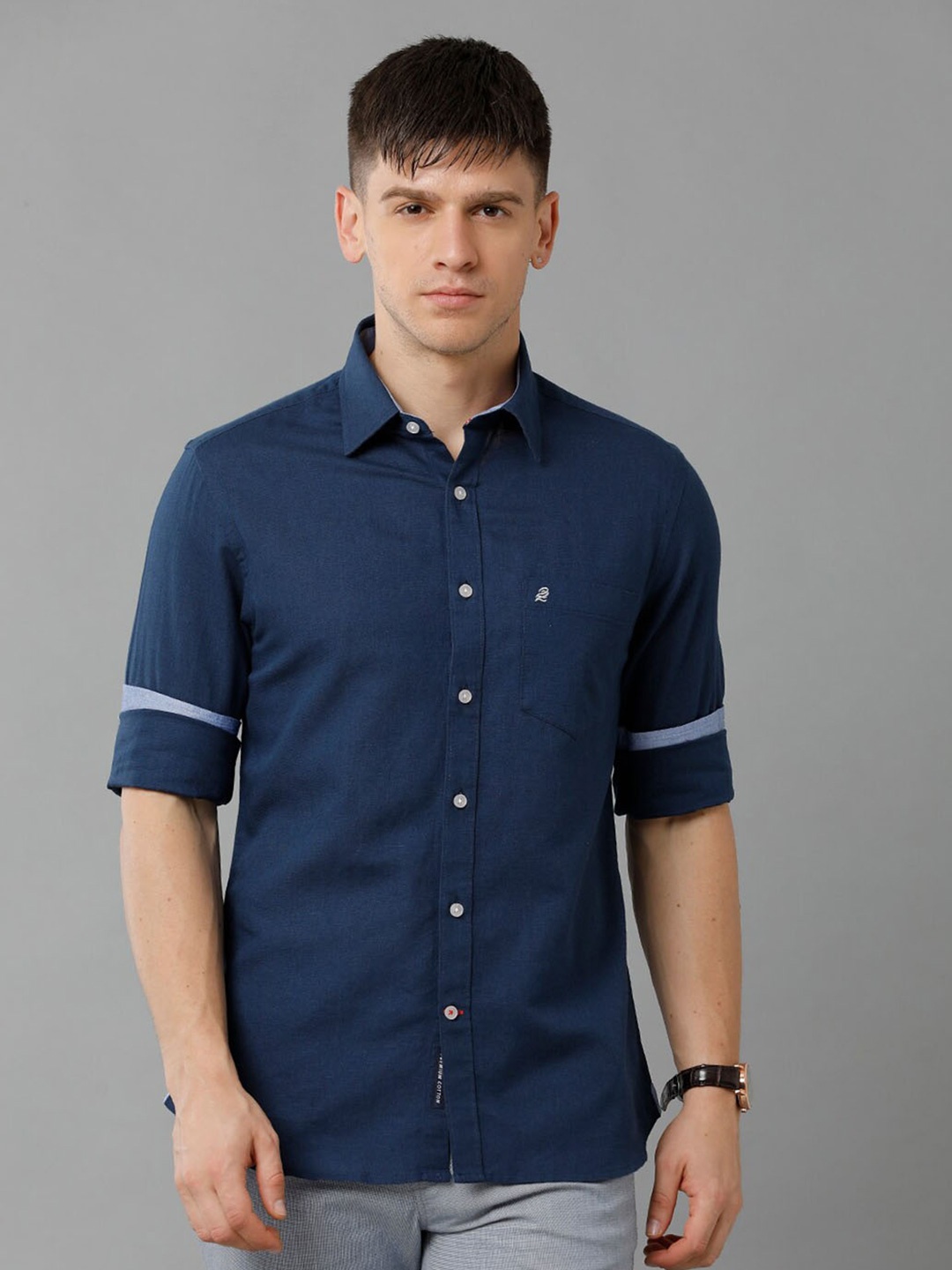 

Double Two India Slim Fit Casual Shirt, Navy blue
