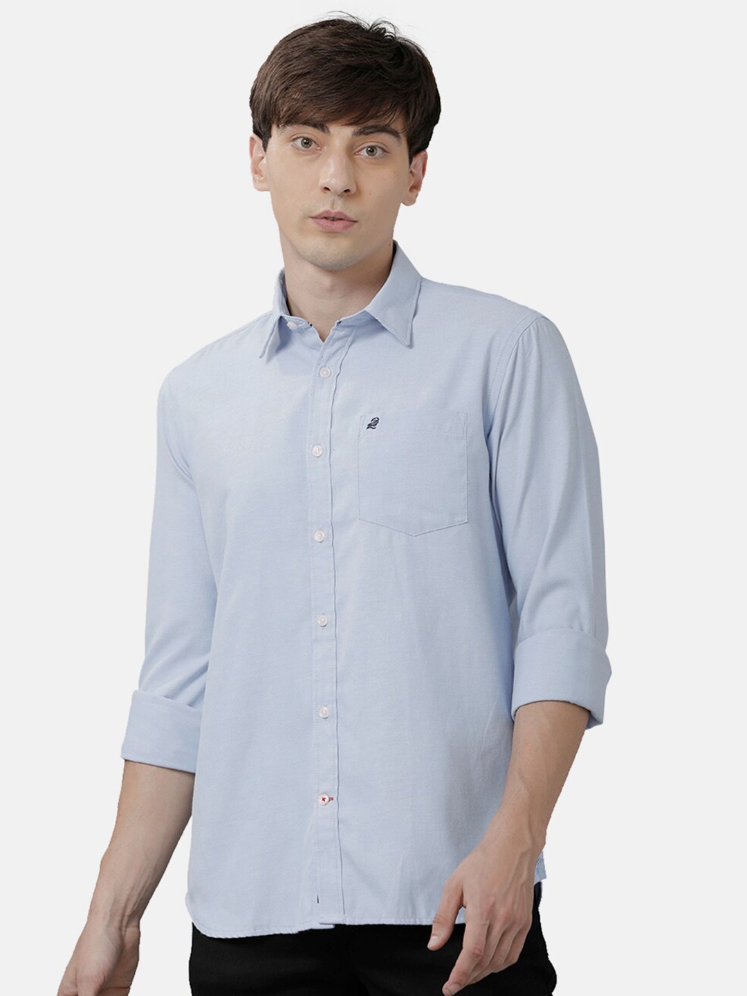 

Double Two India Slim Spread Collar Cotton Casual Shirt, Blue