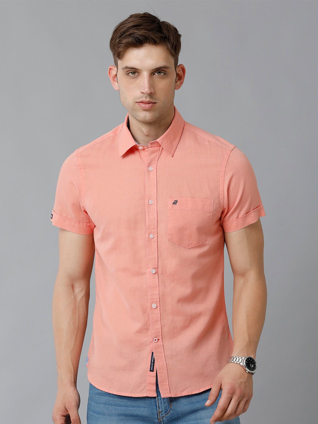 

Double Two India Slim Fit Casual Shirt, Orange