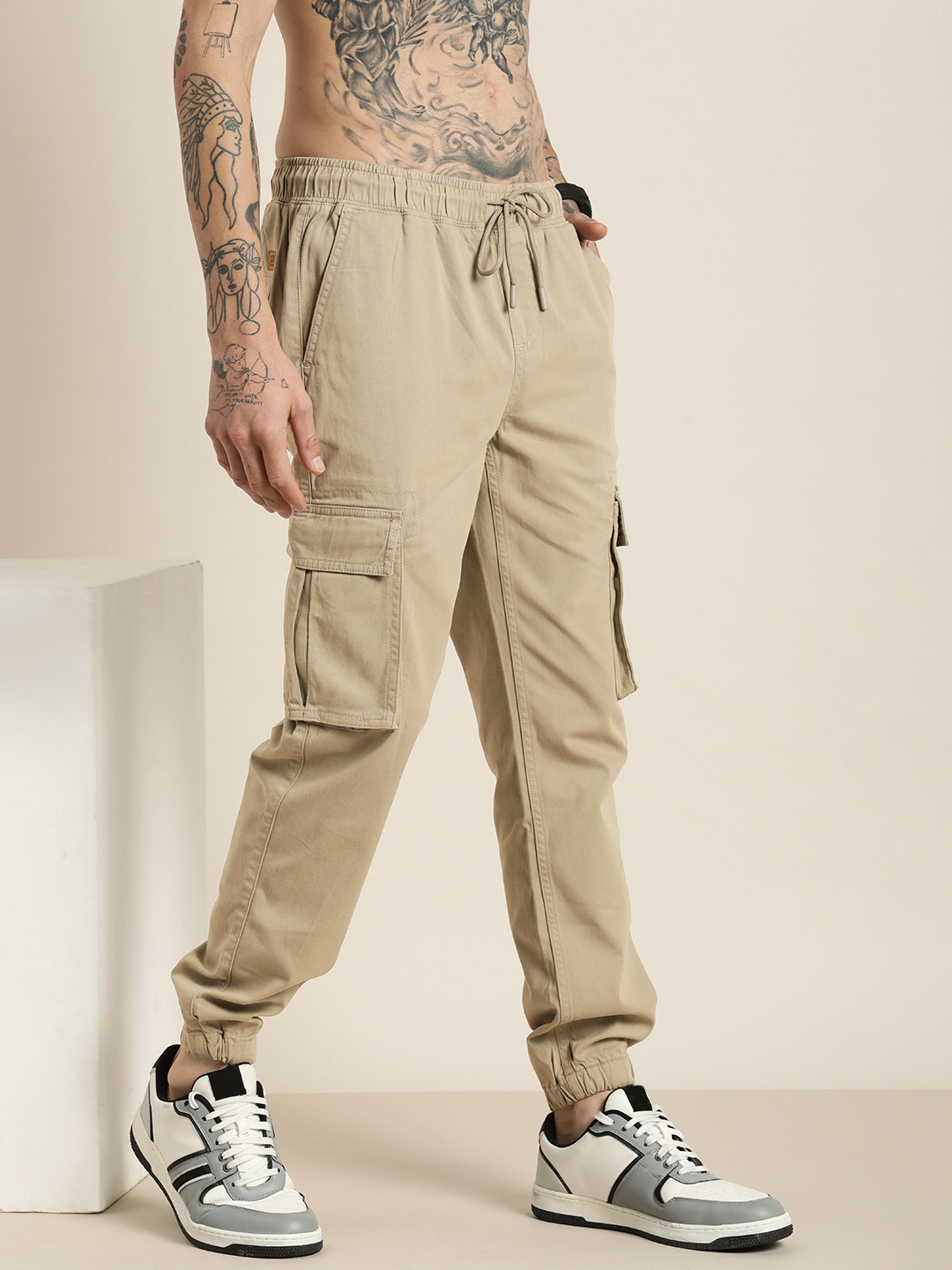 

HERE&NOW Men Cargos Trousers, Khaki