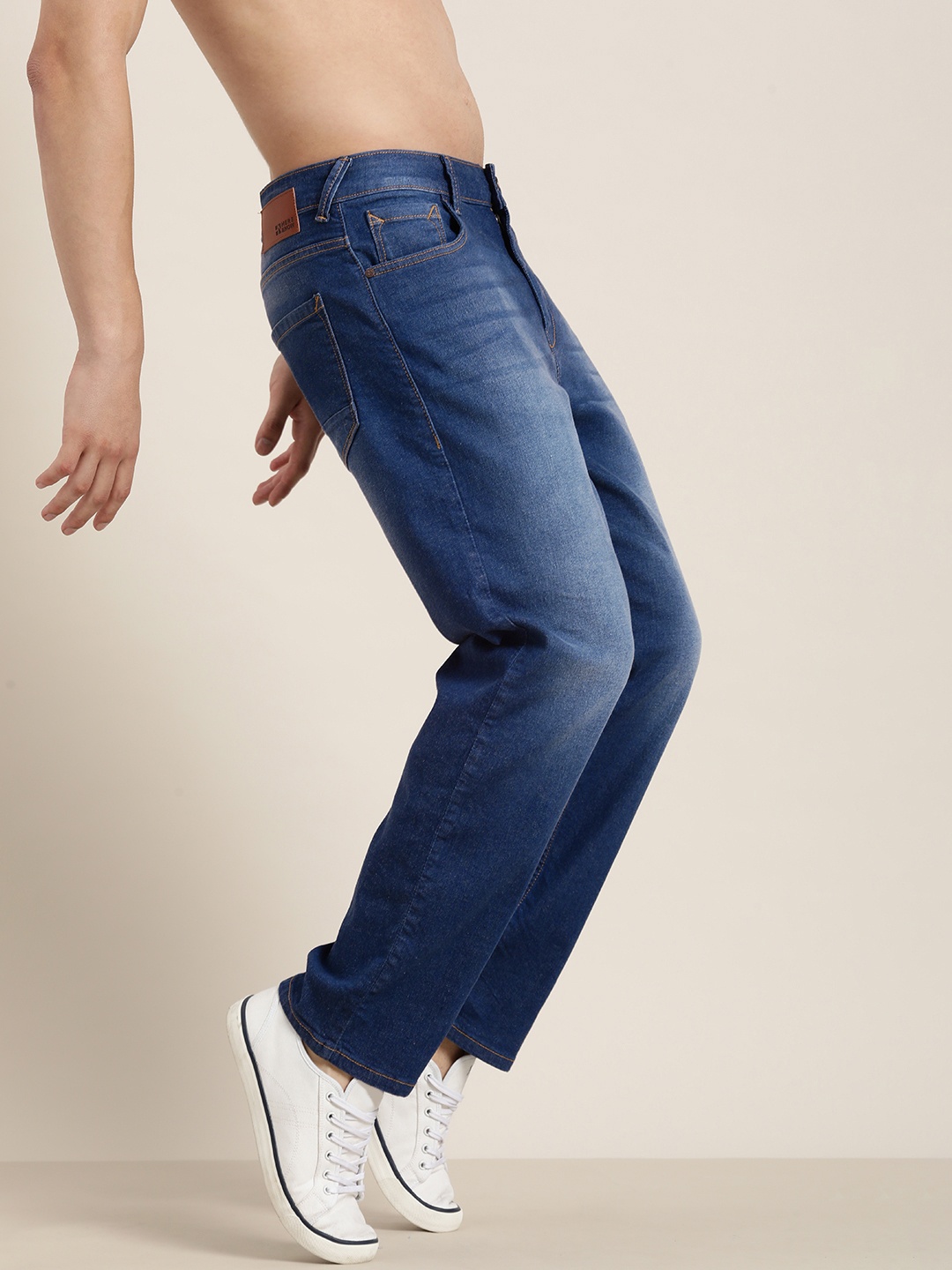 

HERE&NOW Men Light Fade Stretchable Mid-Rise Jeans, Blue