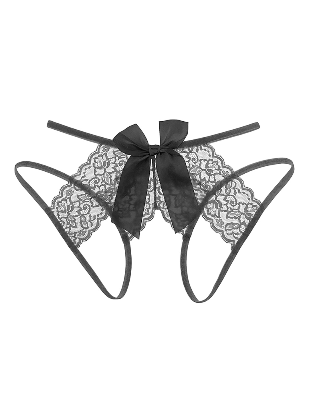 

LULU & SKY Self Design Cut-Out Laced Thong Brief, Black